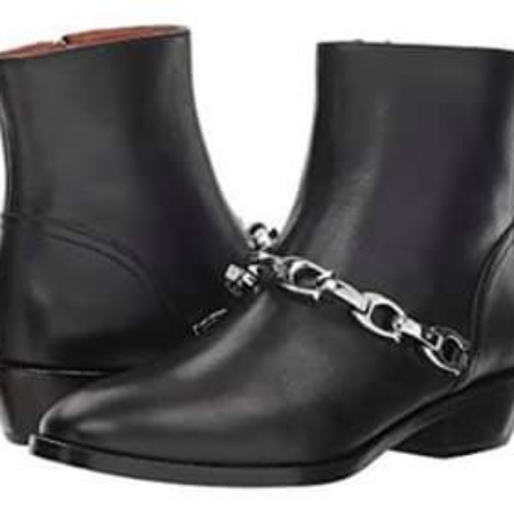 Coach Leather Booties with chain